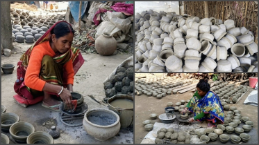 মাটির ভাঁড়েই ঘুরছে বদলগাছীর পালপাড়ার জীবিকার চাকা