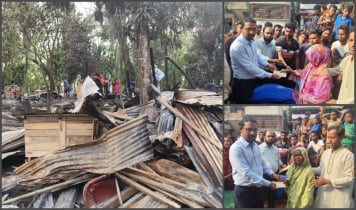 রাতের অগ্নিকাণ্ডে পুড়ে ছাই ৩ পরিবারের ঘর, দশমিনা ইউএনও-এর সাহায্য পৌঁছ