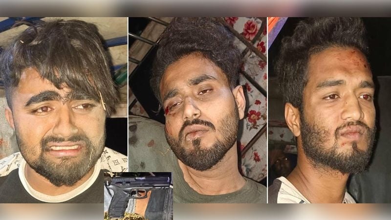 যশোরে বিদেশি পিস্তল ও গুলিসহ আটক তিন যুবককে গণপিটুনি, মোটরসাইকেলে আগুন